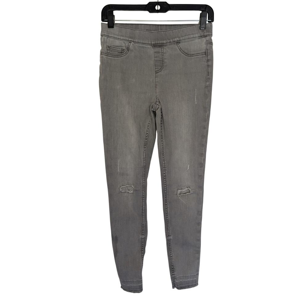 Justice Girls Bottoms, Grey Distressed Raw Hem Skinny Jeans, Sz 14